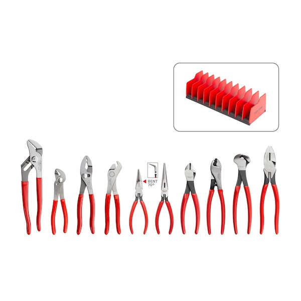 Gripping and Cutting Pliers Set with Rack (10-Piece)
